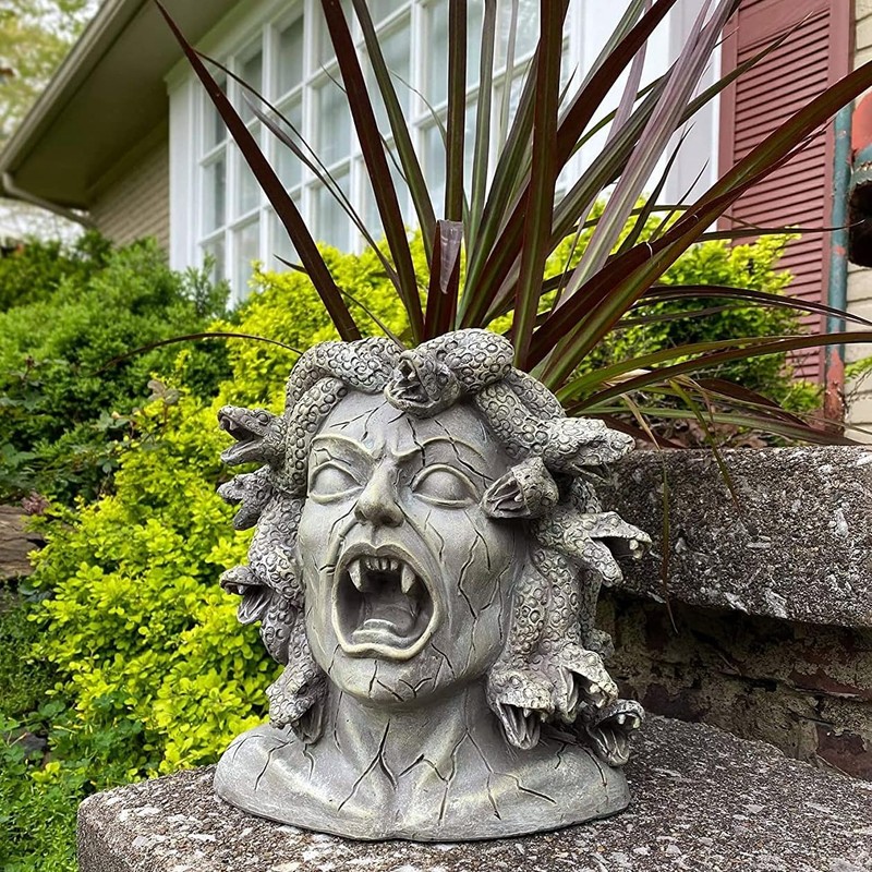 Darware Resin Medusa Head Planter, Large Garden Decor Statue Flower