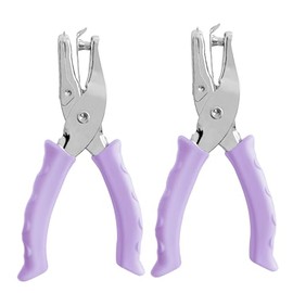 Single Hole Punch Paper Hole Puncher for Crafts, Hole Punch for Kids and Adults, Hole Punchs with Purple Soft Grip Handle, Handheld Circle Punch for Paper Crafts in Home, Office, Classroom, 2 Pack