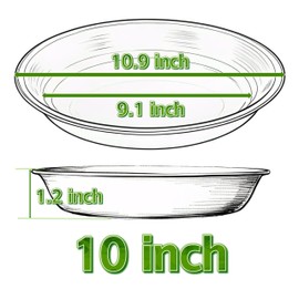 MSKIAUO Plant Saucer Pot Tray 10 inch, 2 Packs Clear Plastic Flower Planter Saucers and Drip Trays for Indoors, Heavy Duty Plant Drip Trays Saucers, Plant Plate Water Catcher