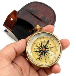 Trust in The Lord with All Your Heart Brass Compass with Leather Bag Baptism Gifts, for Love Ones, Religious Gift Unisex Gift Compass Working Compass