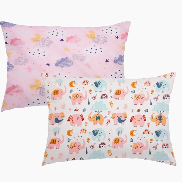 Children's Cushion Cover, Pack of 2, 100% Cotton Baby Pillowcase,