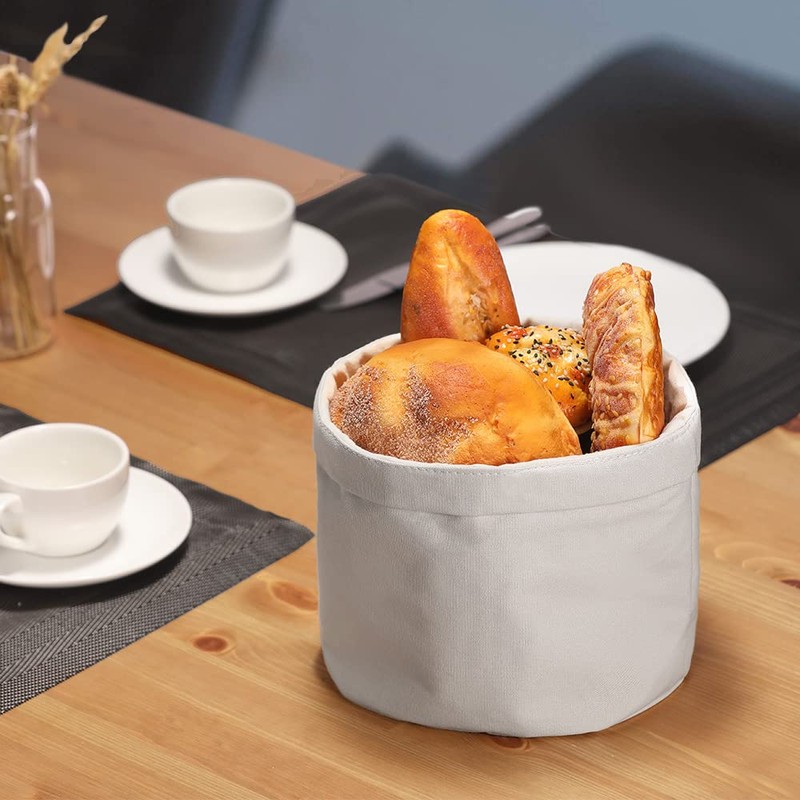 ecooe Bread Basket Fabric Bread Basket with Lid and Drawstring