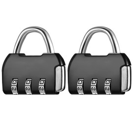 2 Pack Lock Combination Code 3 Digit Combination Lock Padlock Combination Lock for Gym Padlock Numbers Weatherproof for Door, Garden Fences (Black)
