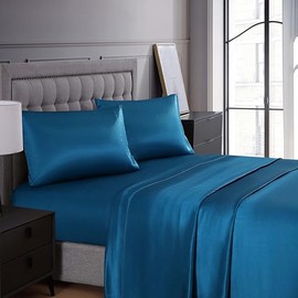 Beatrice Home Fashions 100% Luxury Satin Pillowcase 2 Pack, Queen 20x30 Inches, Teal