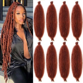 Mscat 16 Inch Pre-Separated Springy Afro Twist Hair 8 Packs Copper Red Marley Twist Crochet Braiding Synthetic Hair Extensions (8 Strands/Pack,350#)