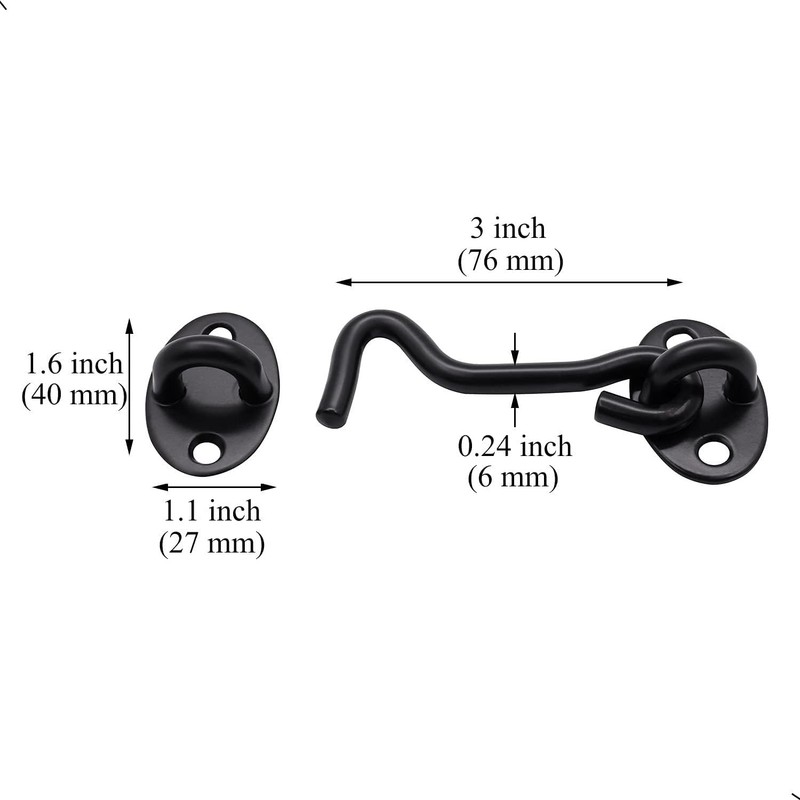 2Pcs 3 inch Barn Door Lock, Cabin Hook Eye Latch