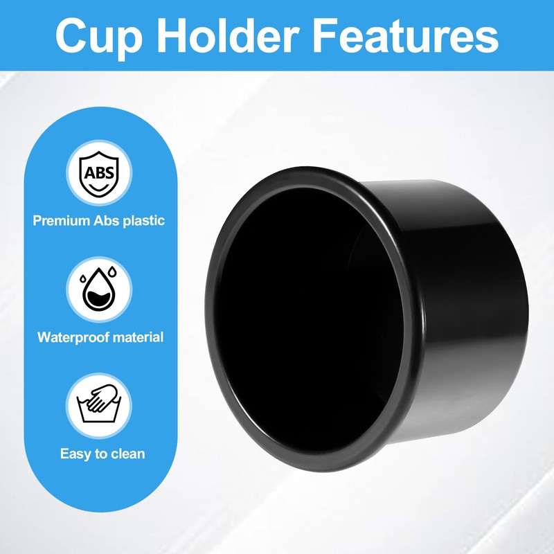 2Pcs Black Sofa Cup Holder, Drop-in Cup Holder Universal Plastic