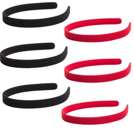 TSUOUKL 6 Stück rote Stirnbänder, rote Band-Accessoires, modische rote Haar-Accessoires, Samt-Stirnbänder für die Schule, Red Nose Day,Haarbänder für Mädchen