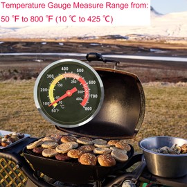 BBQ Thermometer Gauge, 2 Pack 50 to 800F BBQ Barbecue Charcoal Grill Pit Wood Smoker Temperature Gauge Grill Pit Thermometer Fahrenheit for Barbecue Meat Cooking Beef Pork Lamb