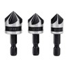 Teocpai 3Pcs Countersink Drill Bits 5 Flute 90 Degree Chamfering
