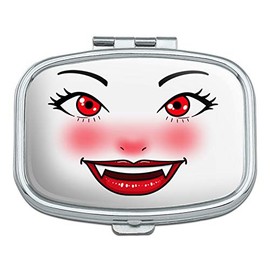 Happy Vampire Girl Smiling Face Rectangle Pill Case Trinket Gift Box