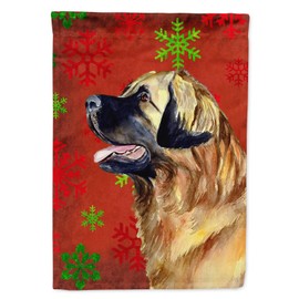 Caroline's Treasures LH9348GF Leonberger Red and Green Snowflakes Holiday Christmas Garden Flag Mailbox Flag Decorative Yard Flag Banner Outside Patio Artwork Yard Flower Beds, Garden Size, Multicolo