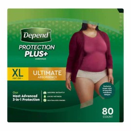 Depend Protection Plus Ultimate Underwear for Women XL 80 Count
