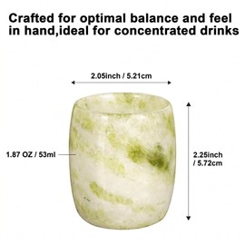 Xarizon Handcrafted Natural Jade Shot Glasses Set of 2 – 1.8oz Jade Espresso Cups for Tequila, Whisky, Sake & Tea, Drum-Shaped Stone Drinking Cups, Unique Gift for Dad, Whisky & Coffee Lovers