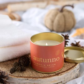Via Mercato 170 gram Autunno Scented Candle, Soy Blend, Long Burn Time, Pumpkin Spice