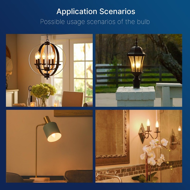 FLSNT 48 Pack LED Candelabra Bulbs 60W Equivalent, B11 Dimmable