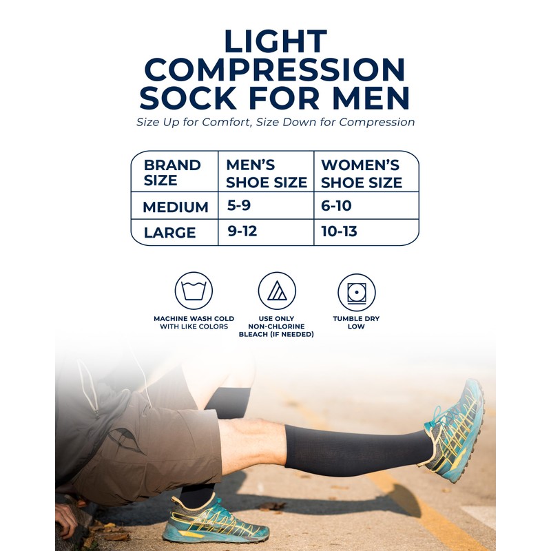 Pembrook - Calcetines de compresión ligeros de algodón para hombre,