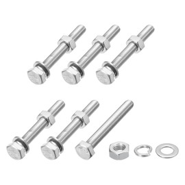 METALLIXITY Hex Head Screws Bolts, Nuts, Flat & Lock Washers Kits (M10-1.5x80mm) 6 Set, Stainless Steel Fully Threaded Machine Screws Bolt Set - for Home Appliance Equipment