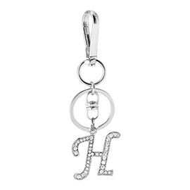 Rohans Womens Silver Plated Alloy Car Key Ring with Crystal Rhinestone Alphabet Initial Letter Keychain (H)