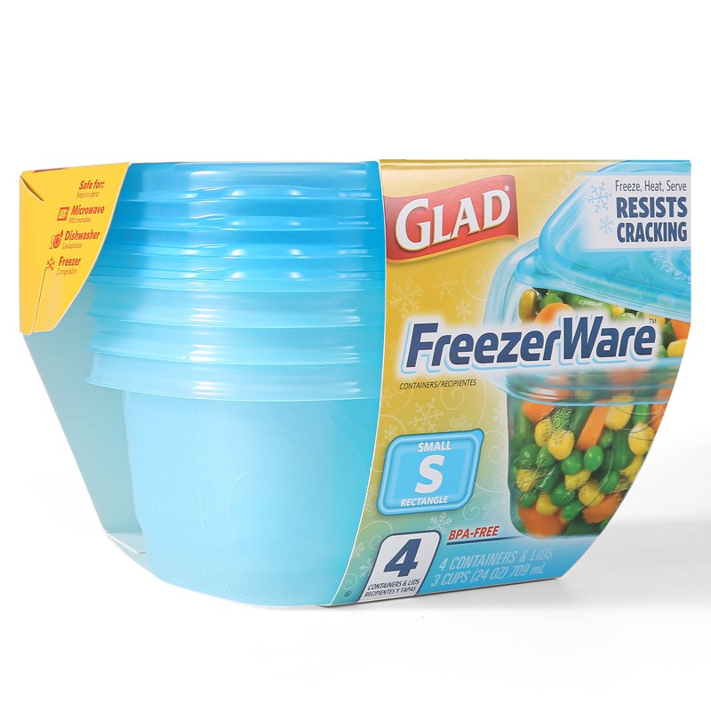 Glad GladWare Freezerware Food Storage Containers - Small Rectangle -
