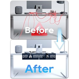 NODOCA NODOCA No Drill Under Desk Cable Management Tray, 14'' Wire Management, Punch-Free Clamp on, Metal Cable Tray, Wire Organizer Under Desk, Under Desk Basket for Office and Home, Black