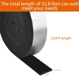 Pipe Insulation Wrap - 2" Wide X 33 Ft Outdoor Pipe Foam Insulation Tape Self Adhesive for Winter Freeze Protection Insulation Wrap- Aluminum Foil Finish