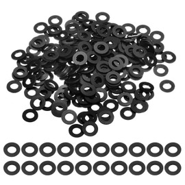 uxcell 240 Pcs M5 PVC Flat Washers 5mm ID 10mm OD 0.3mm Thick Plain Washer Grommets Plastic Sheet Gasket Fastener Sealing Spacer Gasket Ring Water Hose Washers, Black