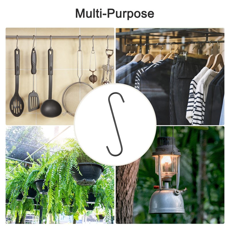 sourcing map S Hanging Hooks, 8inch/200mm Extra Long Steel Hanger,