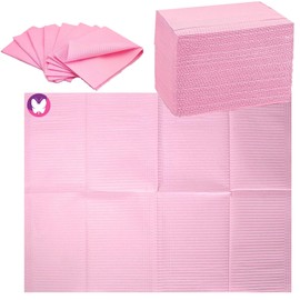 50PCS Disposable Nail Art Table Mat, Waterproof 3 Ply Nail Art Paper Pads 13" X 17" for Tattooing Table Mat,Dentist Clinic,Waterproof Dental Bibs (Pink)