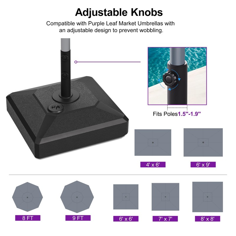 PURPLE LEAF HDML32 Patio Market Umbrella Stand Base with Wheels