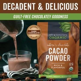 Organic Cacao Powder, Unsweetened, 2 lb (907 g) – Rich Dark Chocolate Flavor, Perfect for Baking, Smoothies & Hot Chocolate – Vegan, Keto, Paleo, Non-GMO & Gluten-Free Cocoa Powder