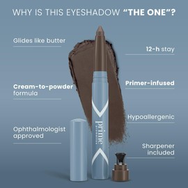 PRIME PROMETICS PrimeEyes Eyeshadow for Mature Women – Crease-Free Powder-to-Cream Non-Drying Eye Shadow – Blends Seamlessly & Flatters Aging Lids – Water-Resistant & Long-Wear (Espresso)