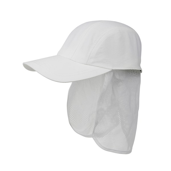 Juniper Taslon UV 5 Panel Cap with Tuck Away Flap, One Size, White
