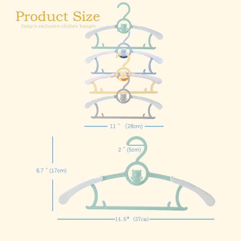 JSF 20 x Kids Adjustable Clothes Hangers 29-37cm 4 Colours