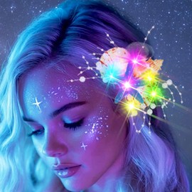 Asooll Light Up Starfish Hair Clip Blue Mermaid Costume Headpiece Pearl Shell Ocean Hair Accessories for Women