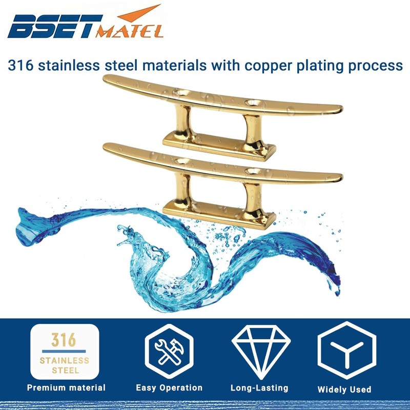Brass Boat Cleats , 2 Pcs Dock Cleat with Fastener,
