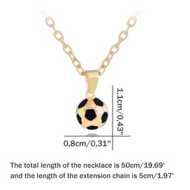 Ryaupy Football Pendant Necklace, Stainless Steel Football Necklace, Football Charm Necklace, 3D Football Gifts for Boys Openwork Unisex Jewellery (Gold), Metal