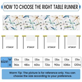 Cute Dragonfly Table Runner Washable Table Runners 60 Inches Long Kitchen Dining Table Decoration for Coffee Table Dining Wedding Party Holiday Decor 13 x 60 Inches
