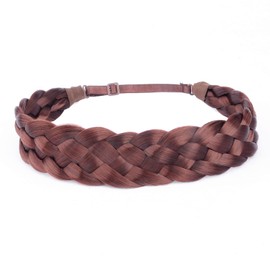 Gledola 5 Strands Synthetic Hair Braid Headband Hair Braided Headband for Women Girl (Burgundy)