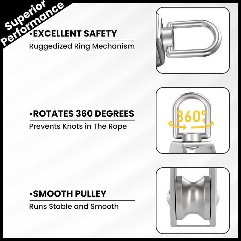 M20 Single Pulley Block 2 PCS, HONSNKS 304 Stainless Steel