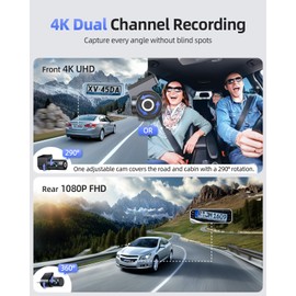 CIEVIE 4K Dash Cam Front and Rear, 5GHz WiFi Dashcam with GPS, 64GB SD Card, 1.5" IPS Screen Car Camera with 24H Parking Mode, WDR, Night Vision, 170° Wide Angle, G-Sensor, Loop Recording, App Control