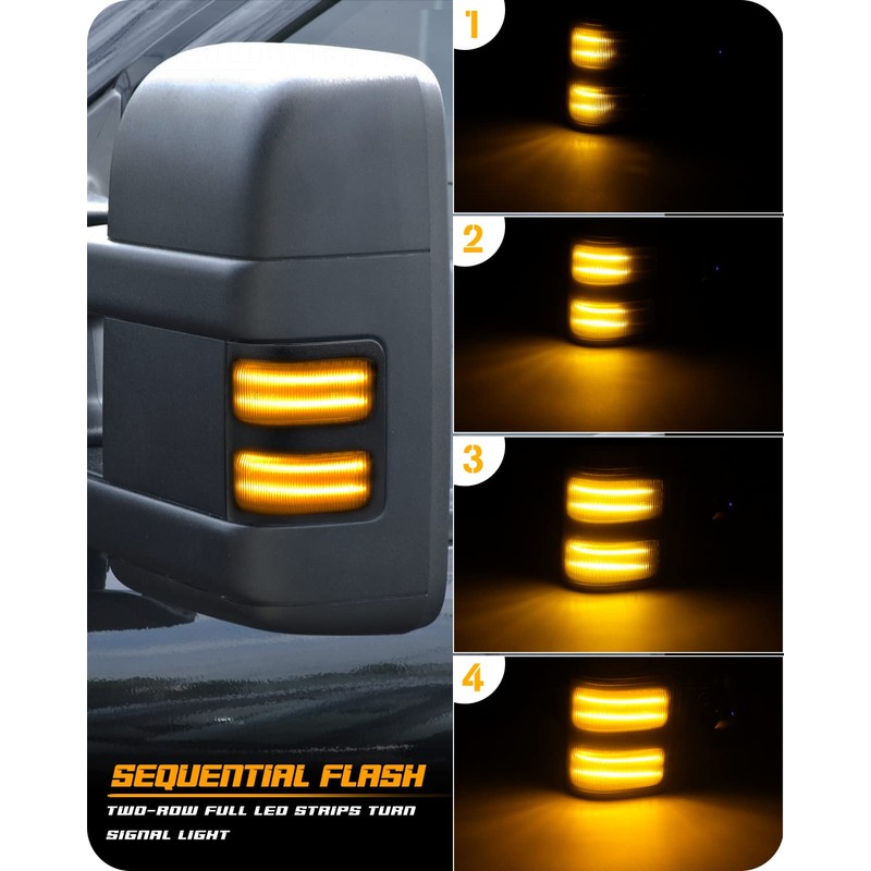 RUXIFEY Sequential Switchback Side Mirror Marker Lights Smoked Turn Signal