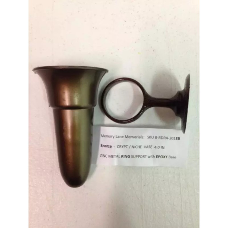 Niche Crypt Mausoleum Vase 4 inch with (Epoxy) Disc Base