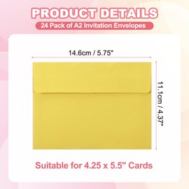 PATIKIL 24Pack A2 Envelopes, Self Seal Yellow Invitation Envelopes for Postcard Wedding Greeting Cards Photos Announcement Mailing, 4-3/8" x 5-3/4" Size