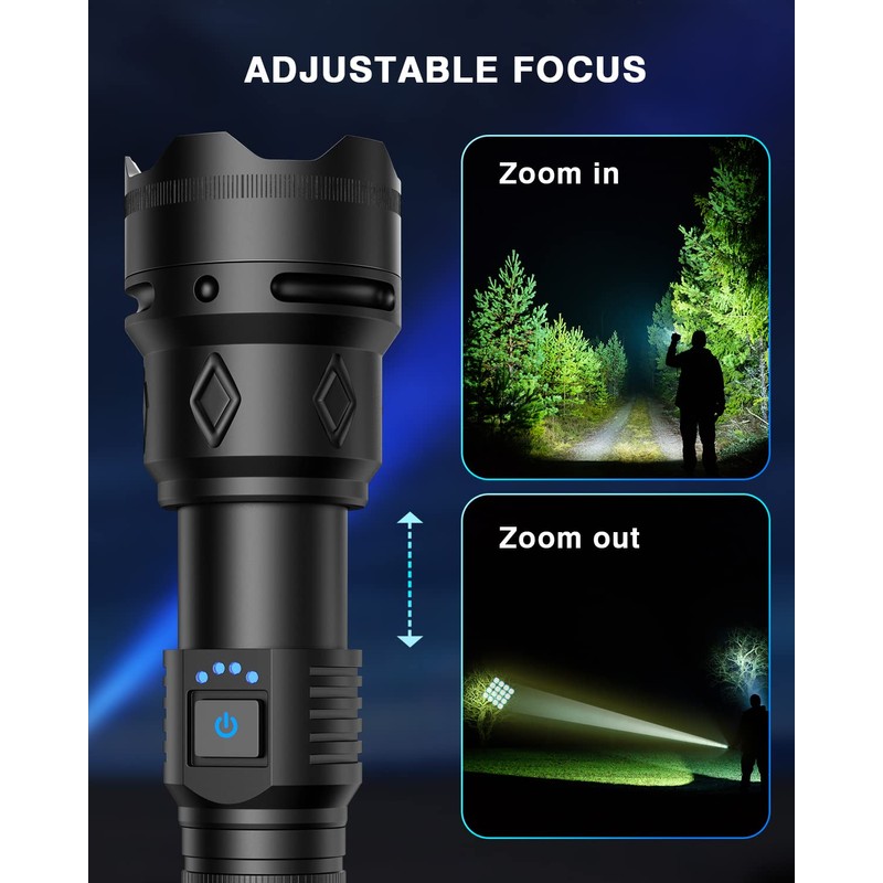 GEKIRO Super Bright Rechargeable Flashlights 2500000 High Lumens,Waterproof Tactical Powerful