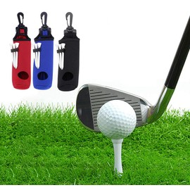 ASENVER 2 Pack Golf Carry Bag with Tee Holder Pouch, Light Weight Hook, Portable Golf Ball Storage Bag for 3 Balls 3 Tees (Black+Black)