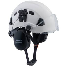 UNINOVA Arborist Helmet with Visor and Earmuffs, OSHA Safety Hard Hat for Forestry, Logging, Trimming, Mowing, Climbing, Garden Work (A91 White+Clear Visor+Earmuffs)