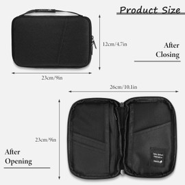 Andiker Passport Holder Travel Wallet, Canvas Passport Wallet Portable Family Passport Holder Waterproof Travel Wallet for Passports Cards Tickets (Grey)