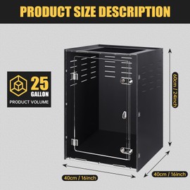 maiyuolg Reptile Tank Enclosure – 16"x16"x25" Crested Gecko Reptile Terrarium – Acrylic Habitat with Ventilation for Lizards, Snakes & Chameleon
