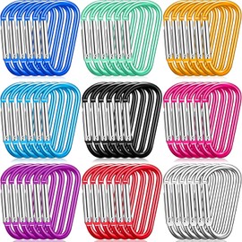 Shimeyao 180 Mosquetones Pequeños de Aluminio de 1.8 Pulgadas Clips de Hebilla de Llavero Mini Anillo de Cierre en Forma de D de Aluminio Gancho de Resorte para Mochila Botella (Multicolor)